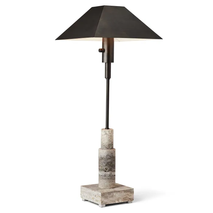 Black Label Telescope Buffet Lamp - Gray Travertine/bronze