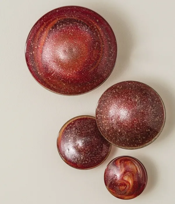 S/4 Glass Wall Mushrooms-Red/Orange