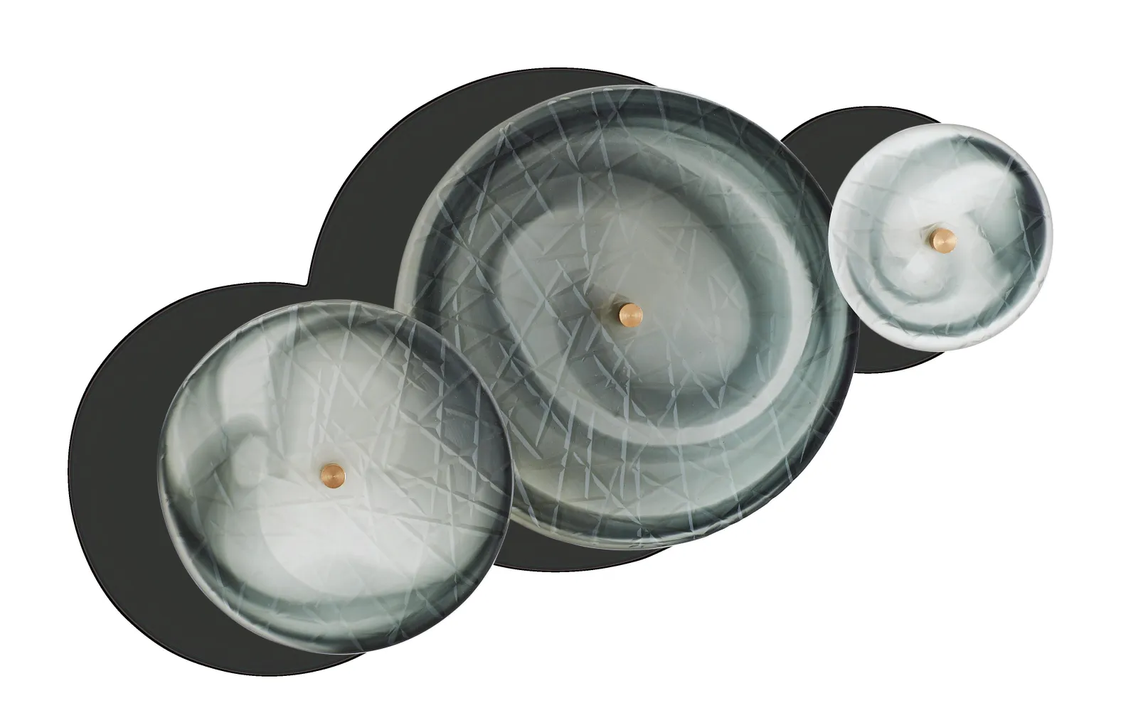 S/3 Crosshatched Wall Discs-Gray Swirl