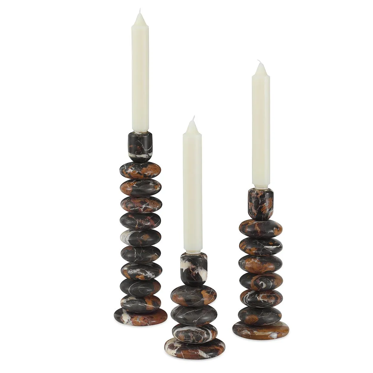 Washed Stones Candleholders S/3