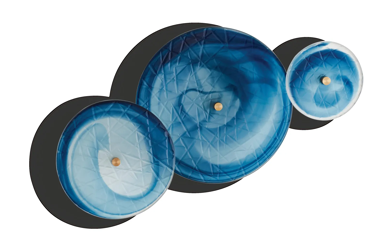 S/3 Crosshatched Wall Discs-Blue Swirl